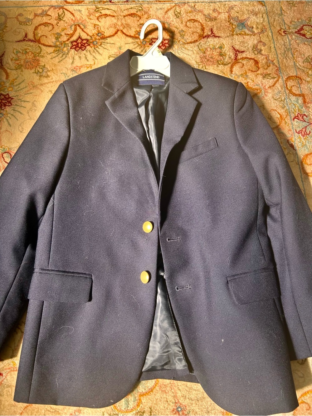 Lands' End Boys Dark Navy Sport Coat with Gold Buttons